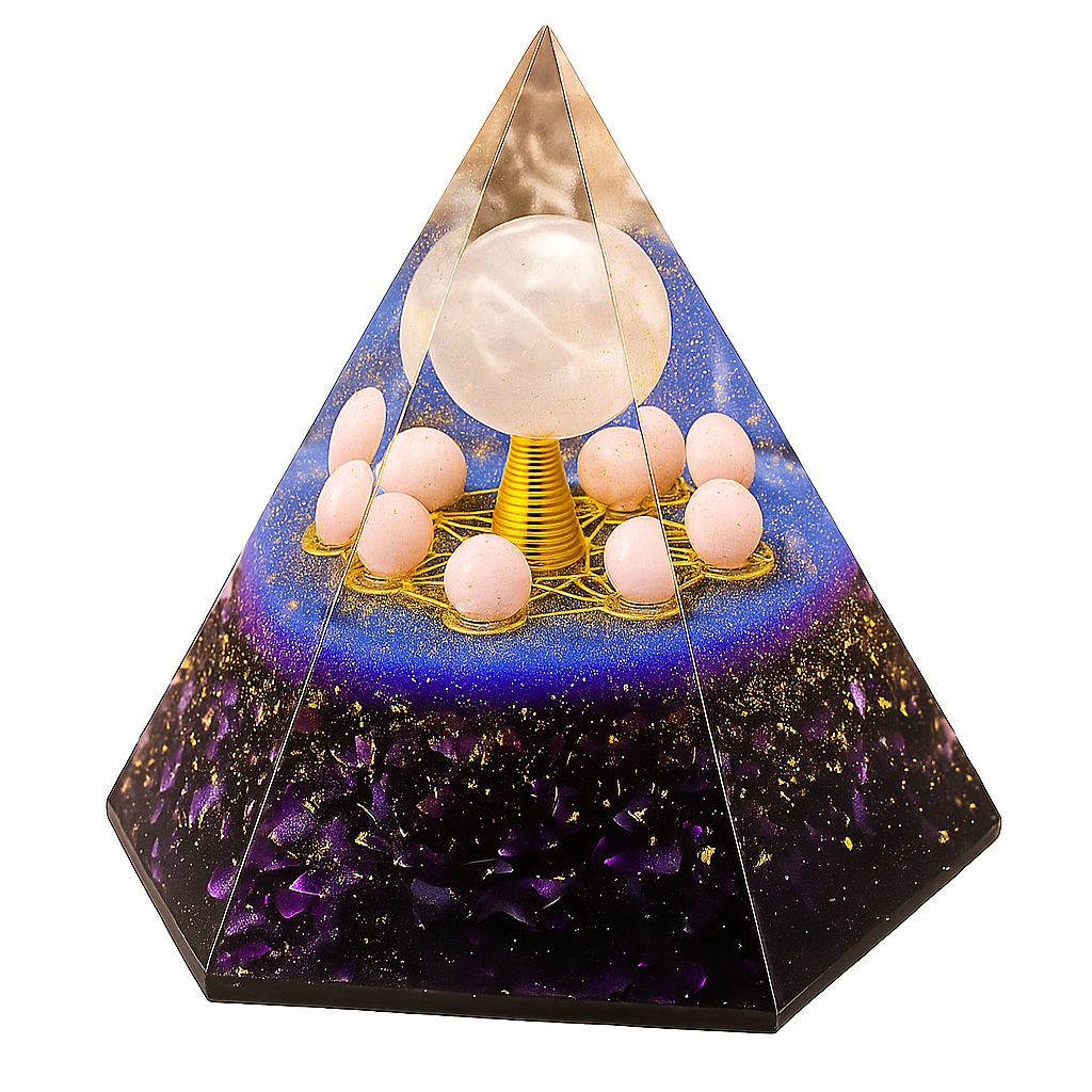 Orgonite Pyramid - Rose Quartz & Amethyst Crystals