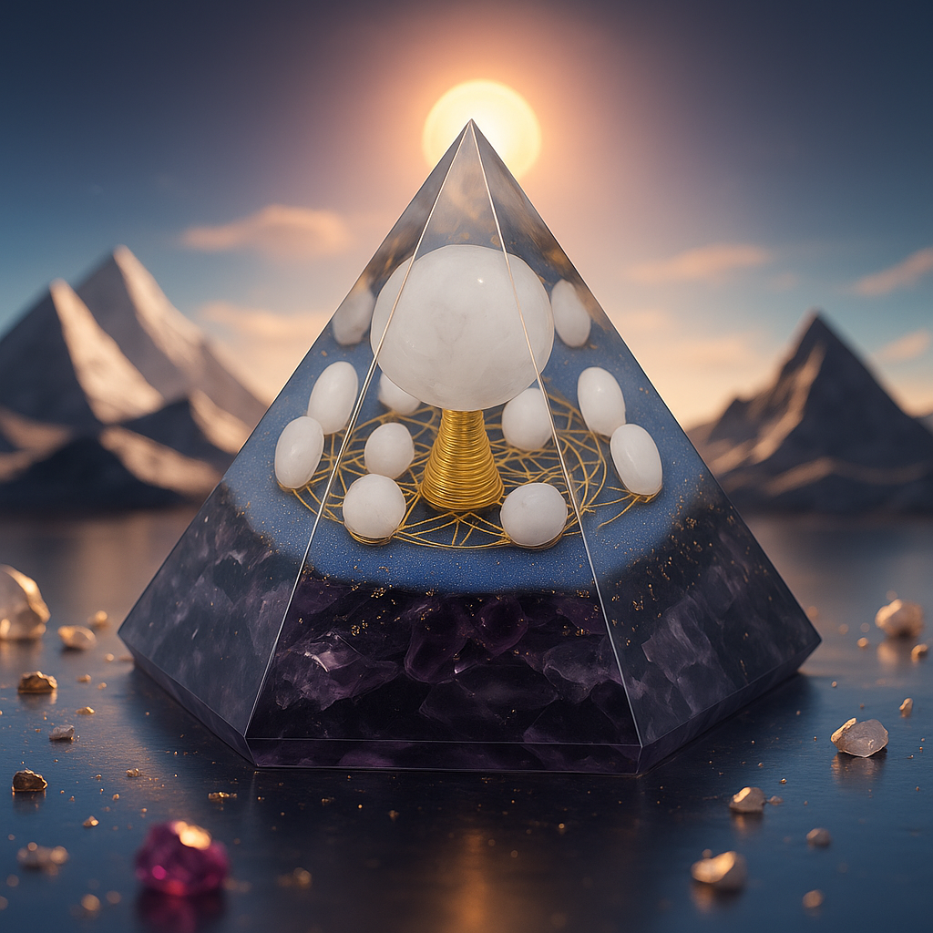 Orgonite Pyramid - Rose Quartz & Amethyst Crystals