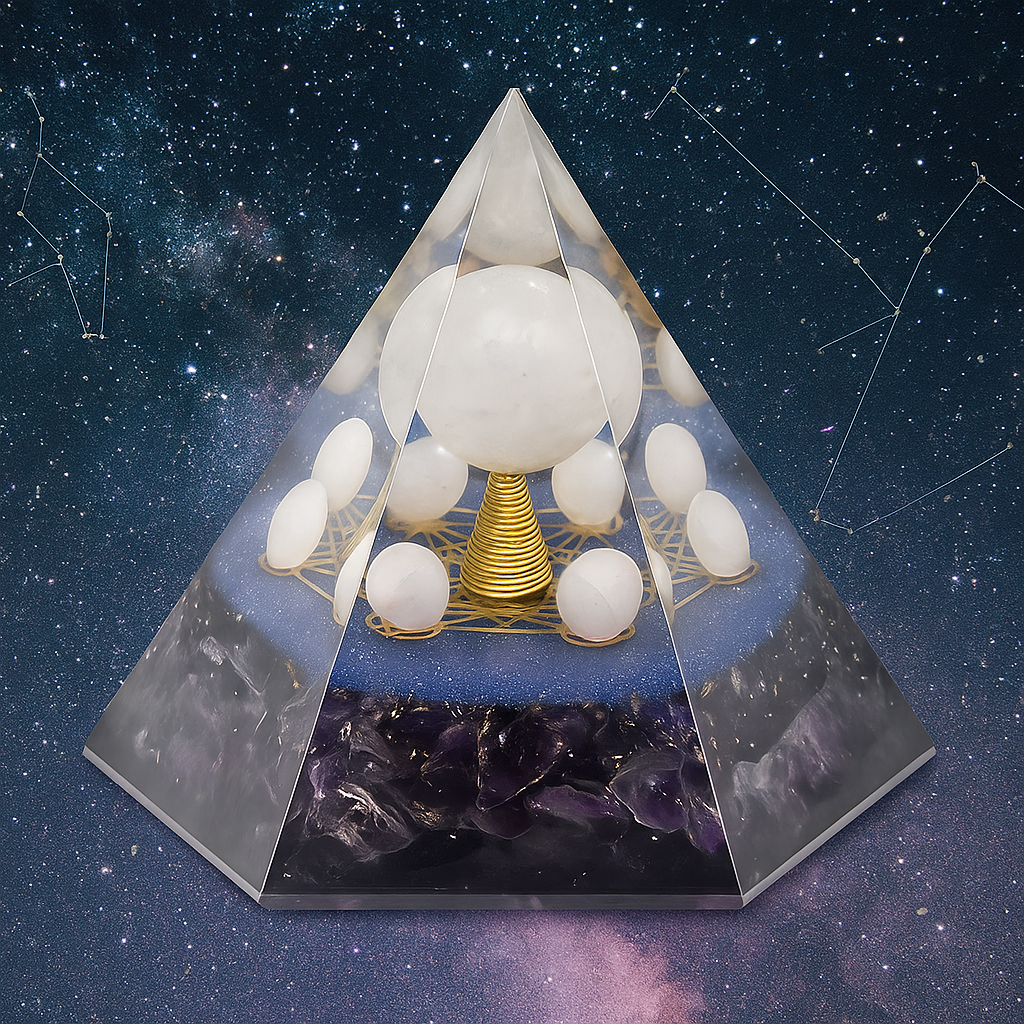 Orgonite Pyramid - Rose Quartz & Amethyst Crystals
