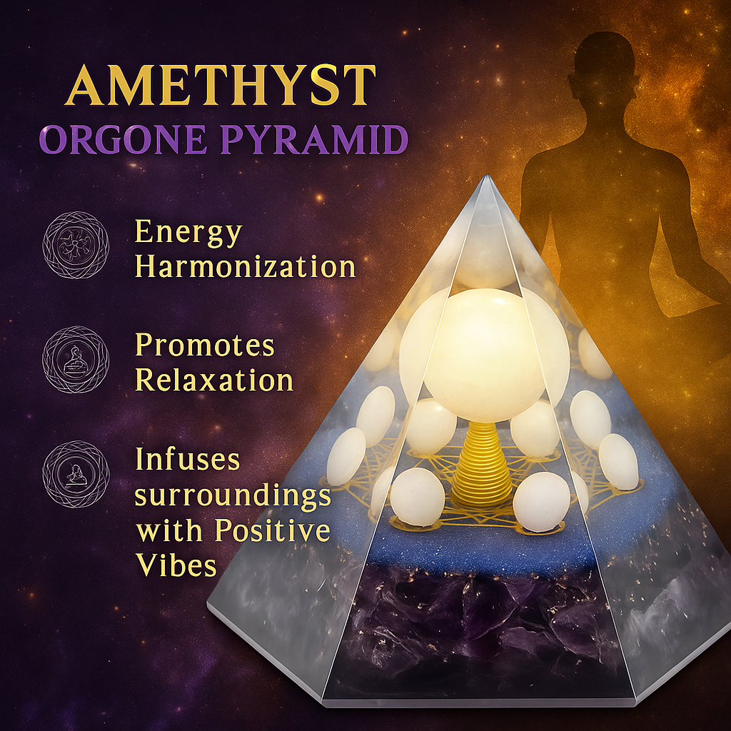 Orgonite Pyramid - Rose Quartz & Amethyst Crystals