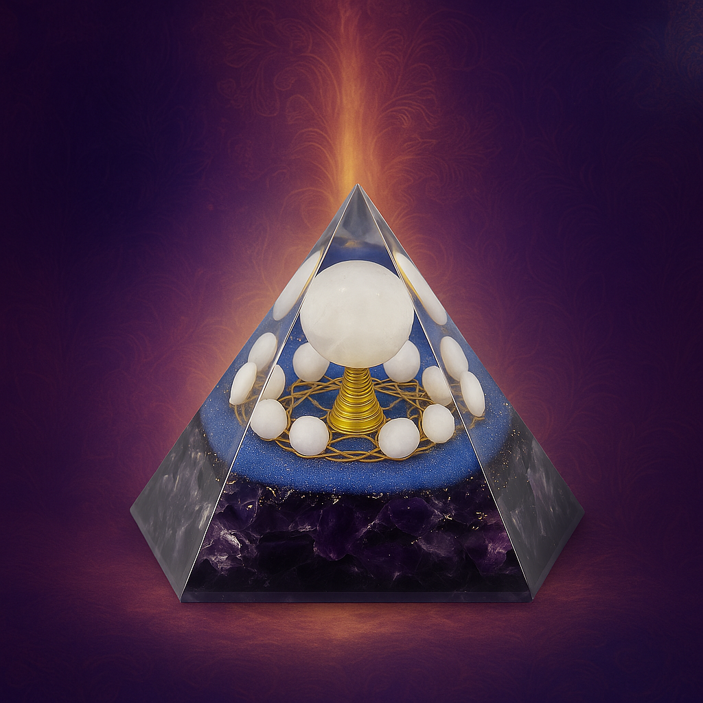 Orgonite Pyramid - Rose Quartz & Amethyst Crystals