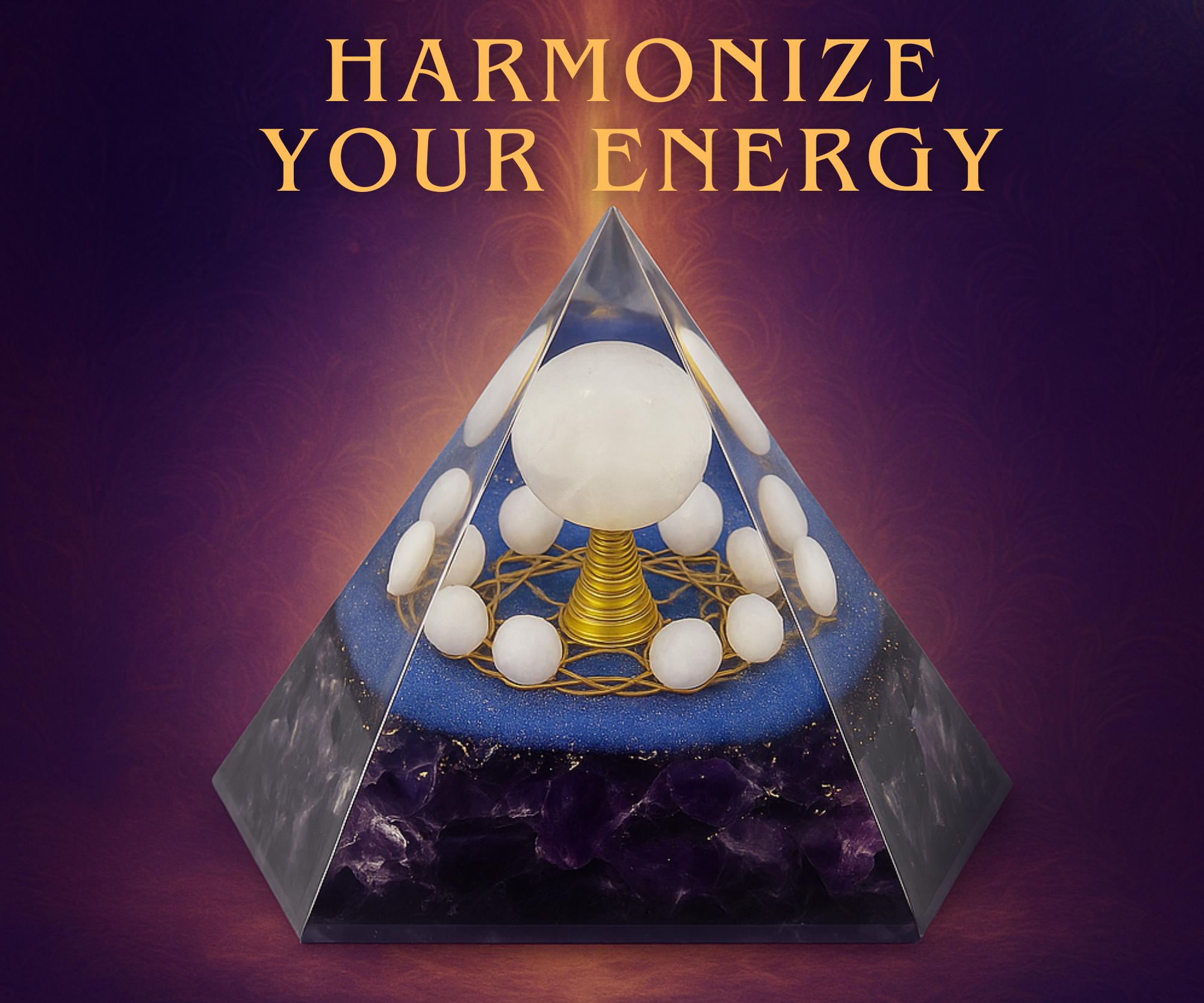 Orgonite Pyramid - Rose Quartz & Amethyst Crystals