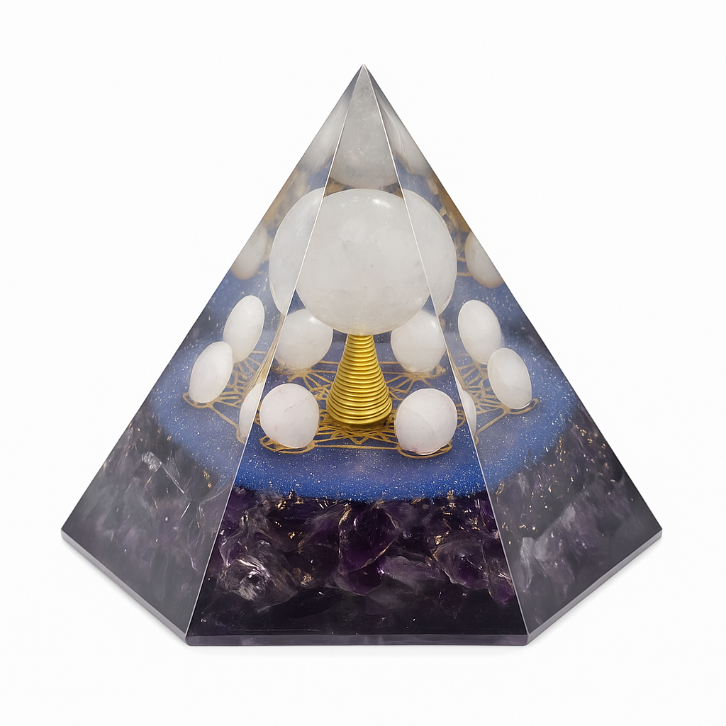Orgonite Pyramid - Rose Quartz & Amethyst Crystals