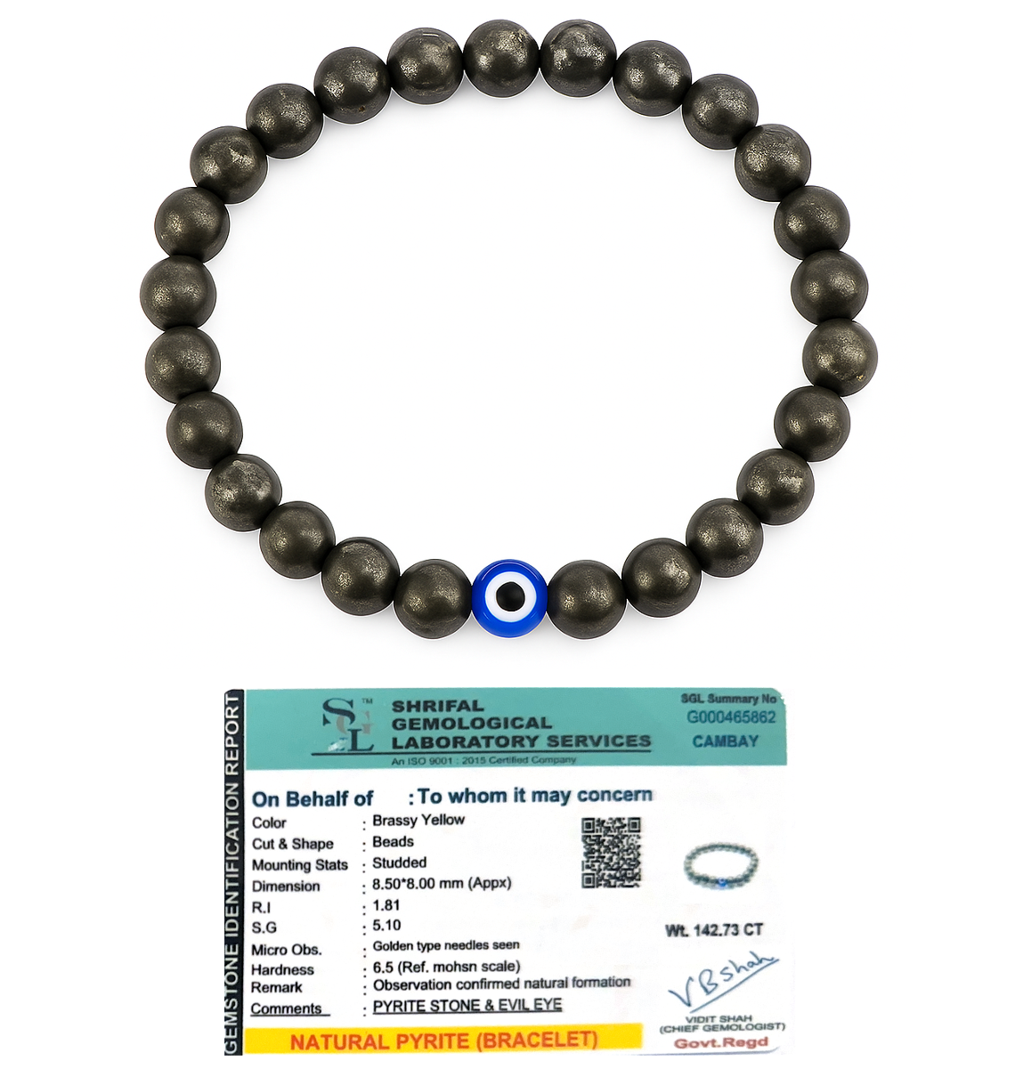 Pyrite Evil Eye Bracelet